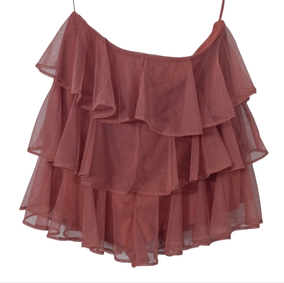 NWOT | Asos Design Women's Pink Tulle Tiered Ruffle Skort | US 8 / UK 12 - Picture 2 of 8